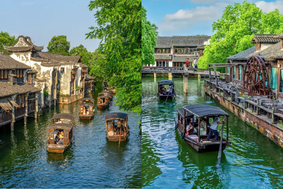 Đi thuyền gỗ và ngắm Ô Trấn